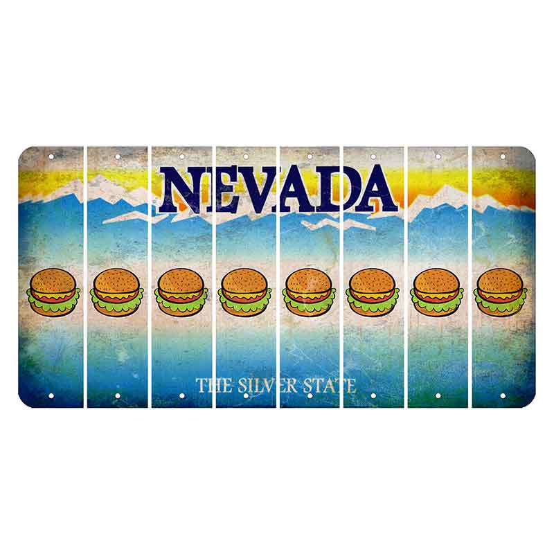 Nevada Silver State Cut License Plate Strips (Set of 8) Hamburger