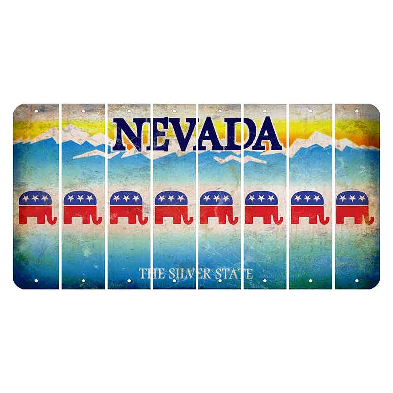 Nevada Silver State Cut License Plate Strips (Set of 8) Republican