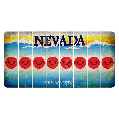 Nevada Silver State Cut License Plate Strips (Set of 8) Emoji - Angry