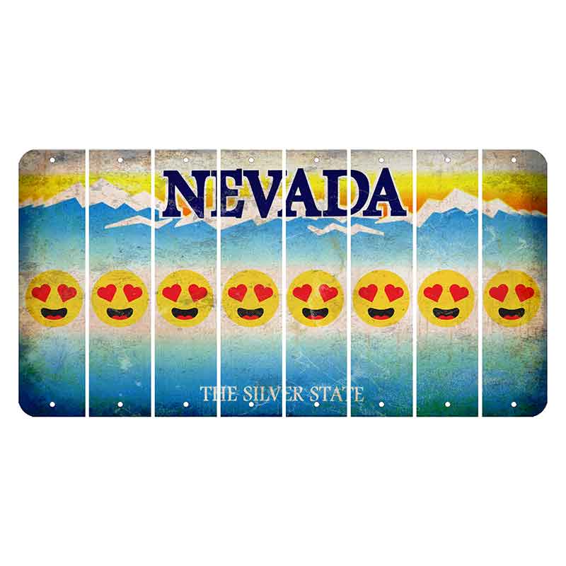 Nevada Silver State Cut License Plate Strips (Set of 8) Emoji - Heart Eyes