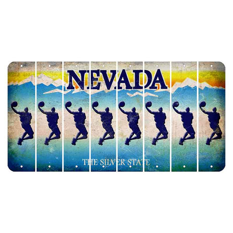 Nevada Silver State Cut License Plate Strips (Set of 8) Basketball Player