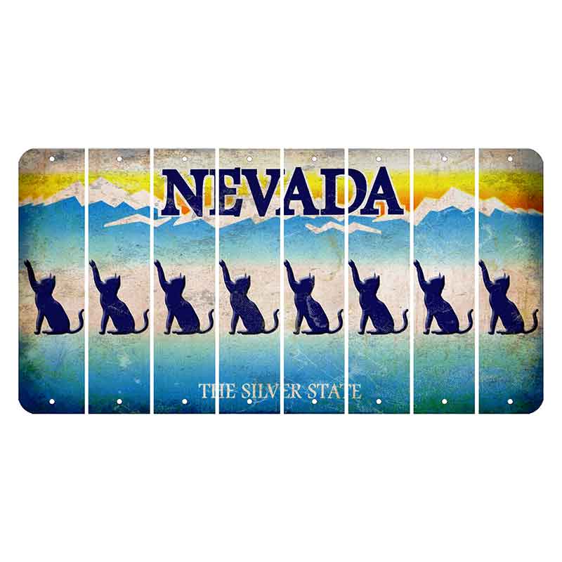 Nevada Silver State Cut License Plate Strips (Set of 8) Cat