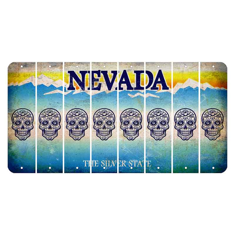 Nevada Silver State Cut License Plate Strips (Set of 8) Sugar Skull