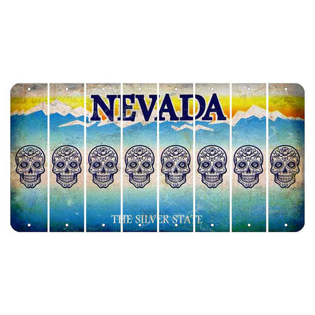 Nevada Silver State Cut License Plate Strips (Set of 8) Sugar Skull