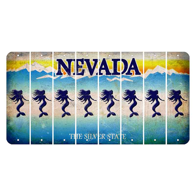 Nevada Silver State Cut License Plate Strips (Set of 8) Mermaid