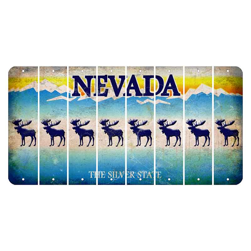 Nevada Silver State Cut License Plate Strips (Set of 8) Moose