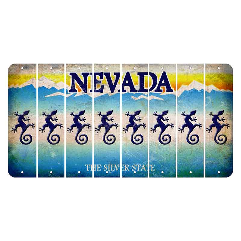 Nevada Silver State Cut License Plate Strips (Set of 8) Gecko