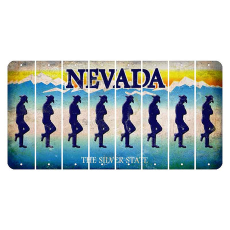 Nevada Silver State Cut License Plate Strips (Set of 8) Cowboy - Leaning