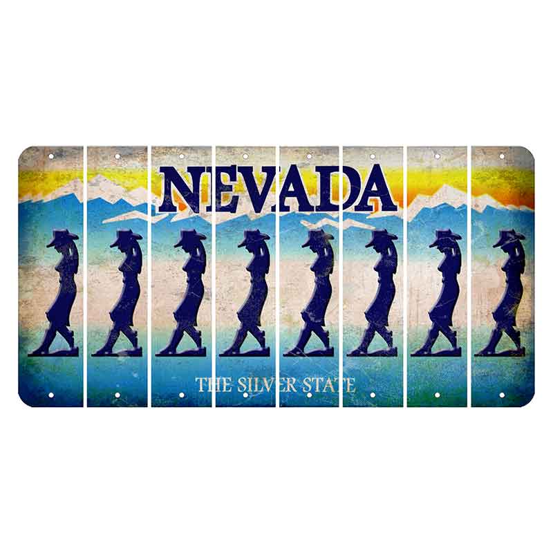 Nevada Silver State Cut License Plate Strips (Set of 8) Cowgirl - Leaning