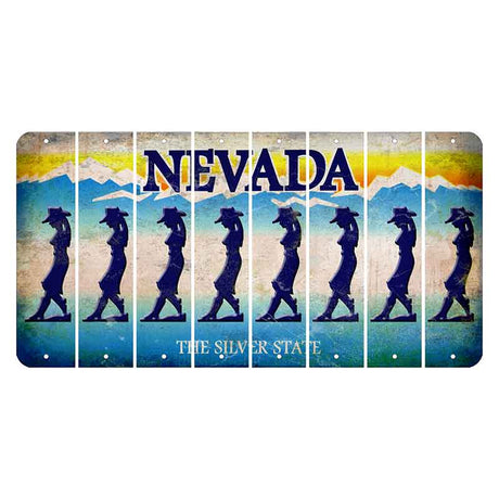 Nevada Silver State Cut License Plate Strips (Set of 8) Cowgirl - Leaning