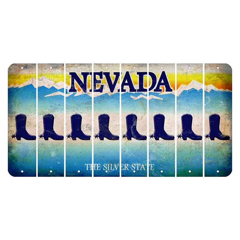 Nevada Silver State Cut License Plate Strips (Set of 8) Cowboy Boot