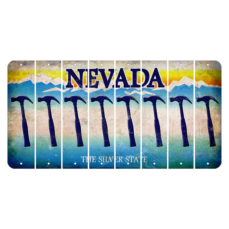 Nevada Silver State Cut License Plate Strips (Set of 8) Hammer