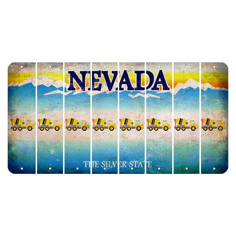 Nevada Silver State Cut License Plate Strips (Set of 8) Cement Truck