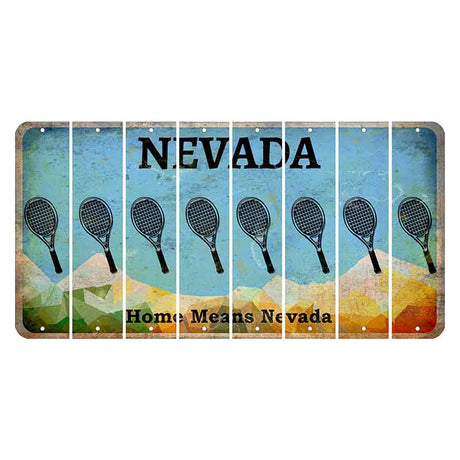 Nevada Home Means Nevada Cut License Plate Strips (Set of 8) Tennis Racket