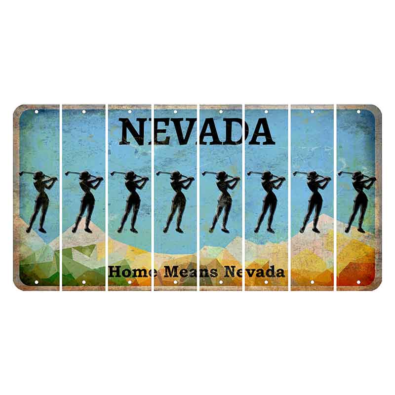 Nevada Home Means Nevada Cut License Plate Strips (Set of 8) Female Golfer