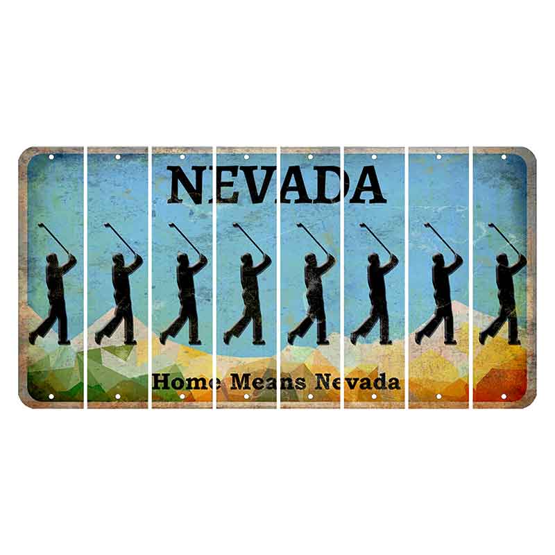 Nevada Home Means Nevada Cut License Plate Strips (Set of 8) Male Golfer