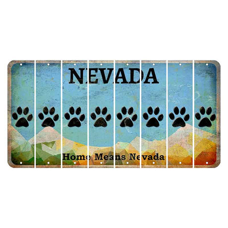 Nevada Home Means Nevada Cut License Plate Strips (Set of 8) Dog Paw