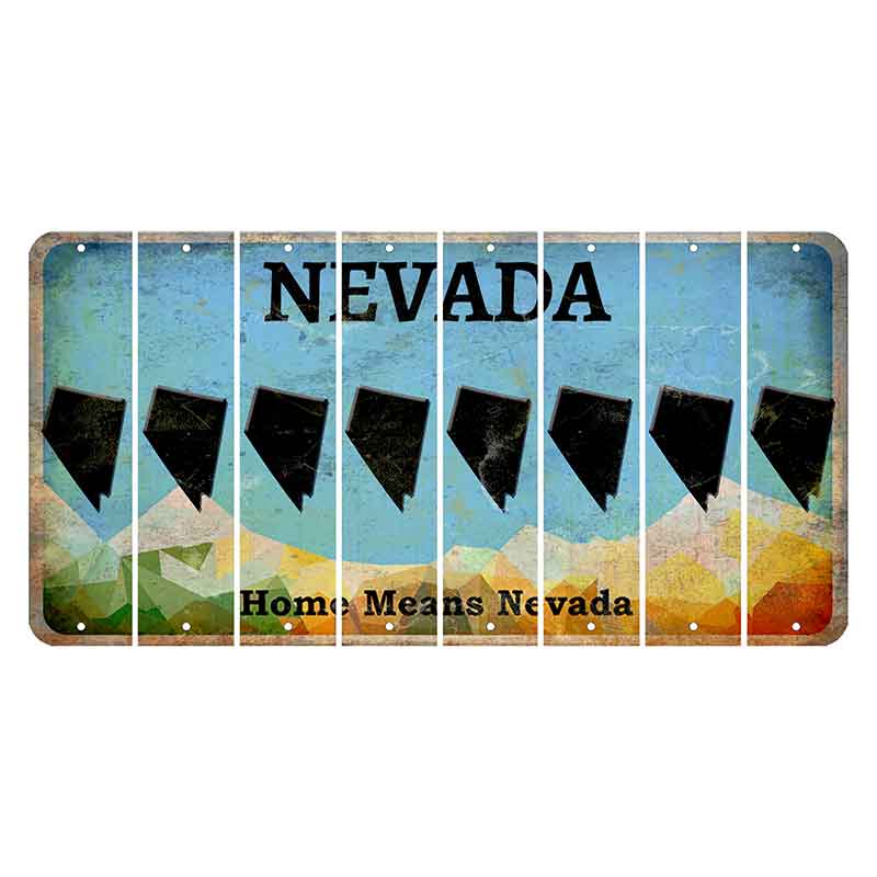 Nevada Home Means Nevada Cut License Plate Strips (Set of 8) State Silhouette