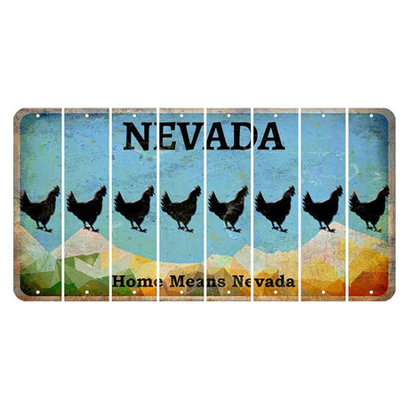 Nevada Home Means Nevada Cut License Plate Strips (Set of 8) Chicken