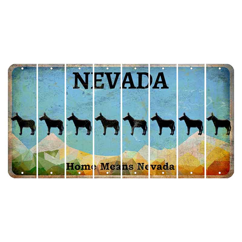 Nevada Home Means Nevada Cut License Plate Strips (Set of 8) Donkey