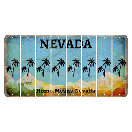 Nevada Home Means Nevada Cut License Plate Strips (Set of 8) Palm Trees