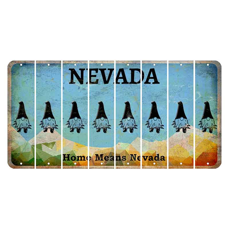 Nevada Home Means Nevada Cut License Plate Strips (Set of 8) Gnome