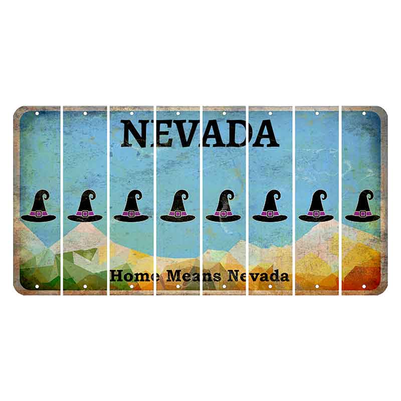 Nevada Home Means Nevada Cut License Plate Strips (Set of 8) Witches Hat