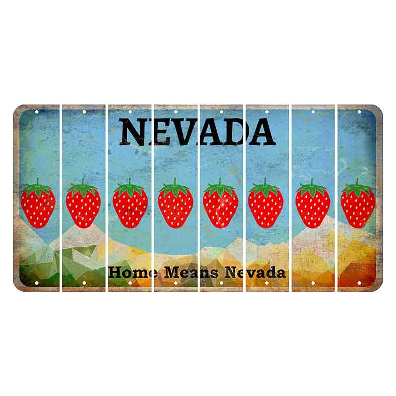 Nevada Home Means Nevada Cut License Plate Strips (Set of 8) Strawberry