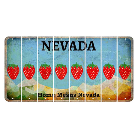 Nevada Home Means Nevada Cut License Plate Strips (Set of 8) Strawberry