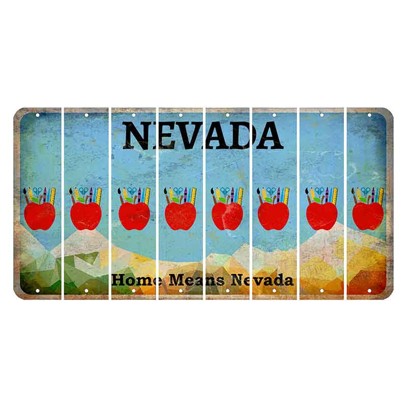 Nevada Home Means Nevada Cut License Plate Strips (Set of 8) Teacher Apple