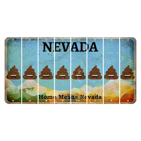 Nevada Home Means Nevada Cut License Plate Strips (Set of 8) Emoji - Poop