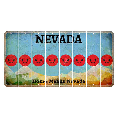 Nevada Home Means Nevada Cut License Plate Strips (Set of 8) Emoji - Angry