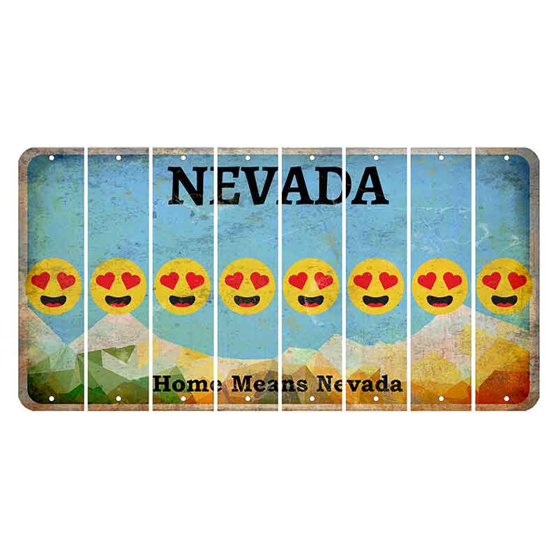 Nevada Home Means Nevada Cut License Plate Strips (Set of 8) Emoji - Heart Eyes