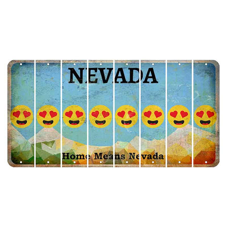 Nevada Home Means Nevada Cut License Plate Strips (Set of 8) Emoji - Heart Eyes