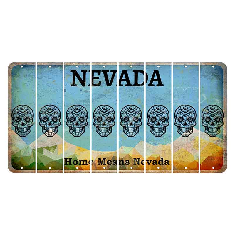 Nevada Home Means Nevada Cut License Plate Strips (Set of 8) Sugar Skull