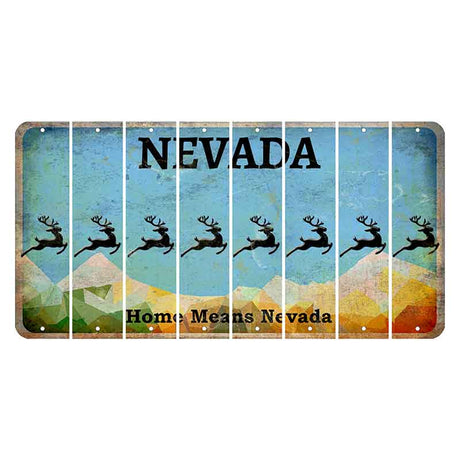 Nevada Home Means Nevada Cut License Plate Strips (Set of 8) Reindeer