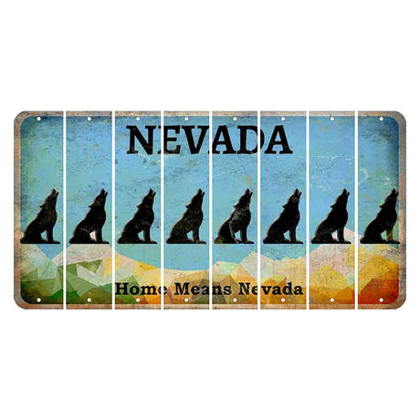 Nevada Home Means Nevada Cut License Plate Strips (Set of 8) Howling Wolf