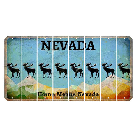 Nevada Home Means Nevada Cut License Plate Strips (Set of 8) Moose