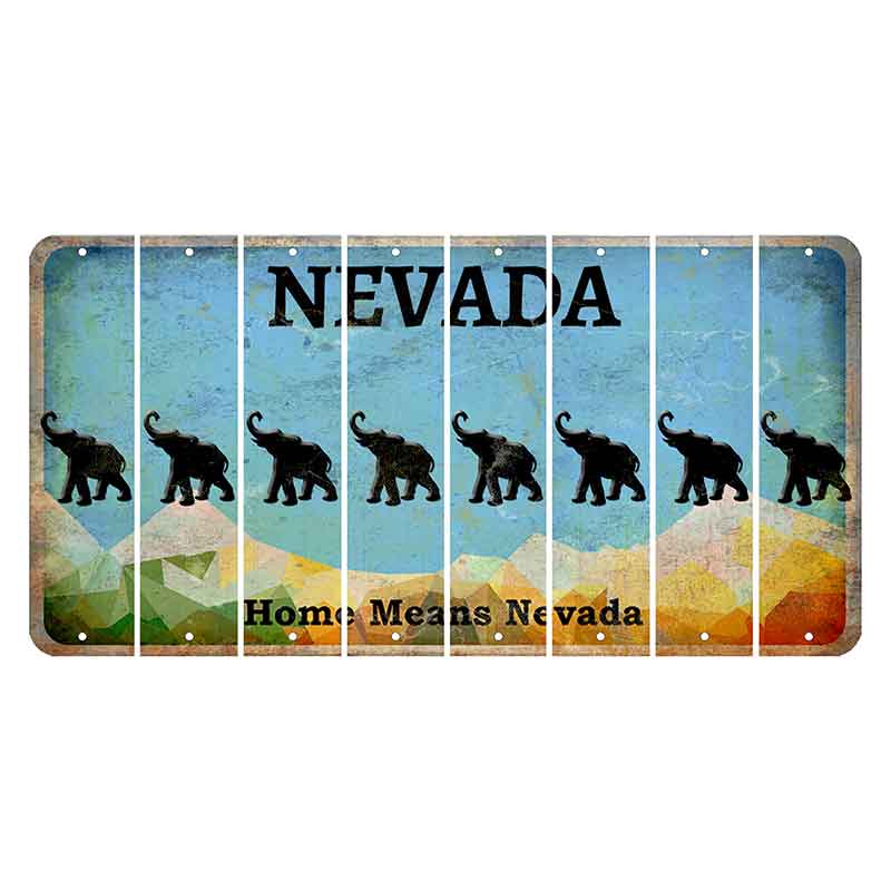 Nevada Home Means Nevada Cut License Plate Strips (Set of 8) Elephant