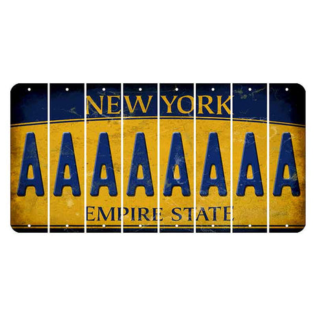 New York Yellow Empire State Cut License Plate Strips (Set of 8) A