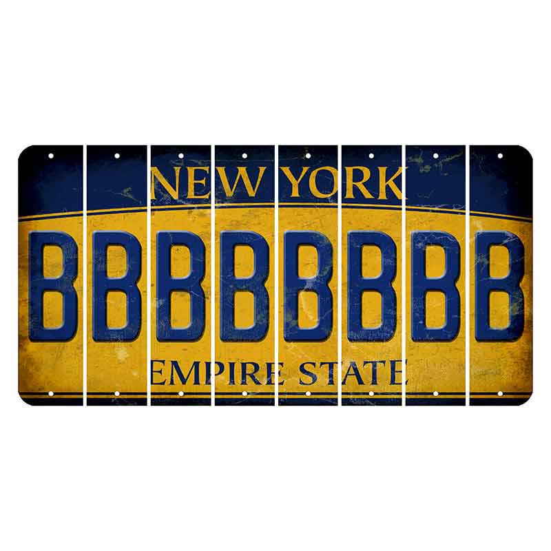 New York Yellow Empire State Cut License Plate Strips (Set of 8) B