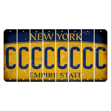 New York Yellow Empire State Cut License Plate Strips (Set of 8) C