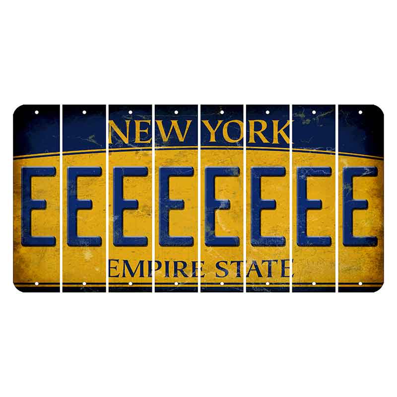 New York Yellow Empire State Cut License Plate Strips (Set of 8) E