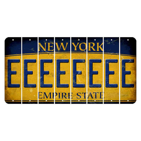 New York Yellow Empire State Cut License Plate Strips (Set of 8) E