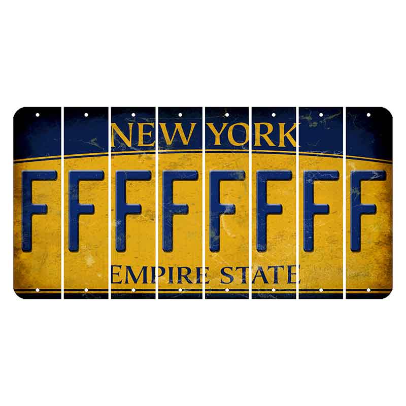 New York Yellow Empire State Cut License Plate Strips (Set of 8) F