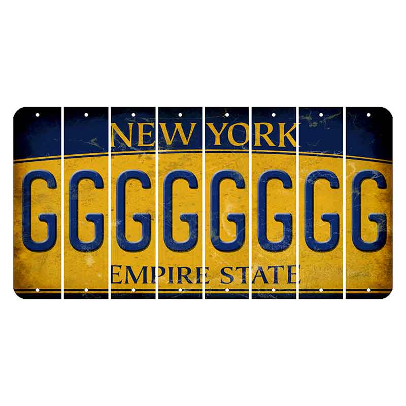 New York Yellow Empire State Cut License Plate Strips (Set of 8) G