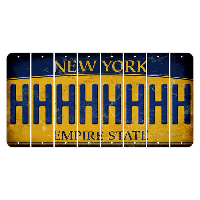 New York Yellow Empire State Cut License Plate Strips (Set of 8) H