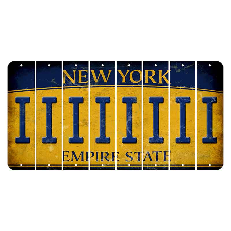 New York Yellow Empire State Cut License Plate Strips (Set of 8) I