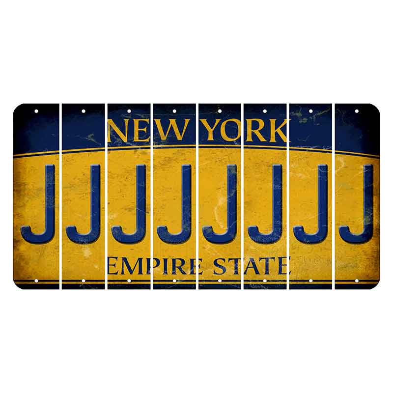 New York Yellow Empire State Cut License Plate Strips (Set of 8) J