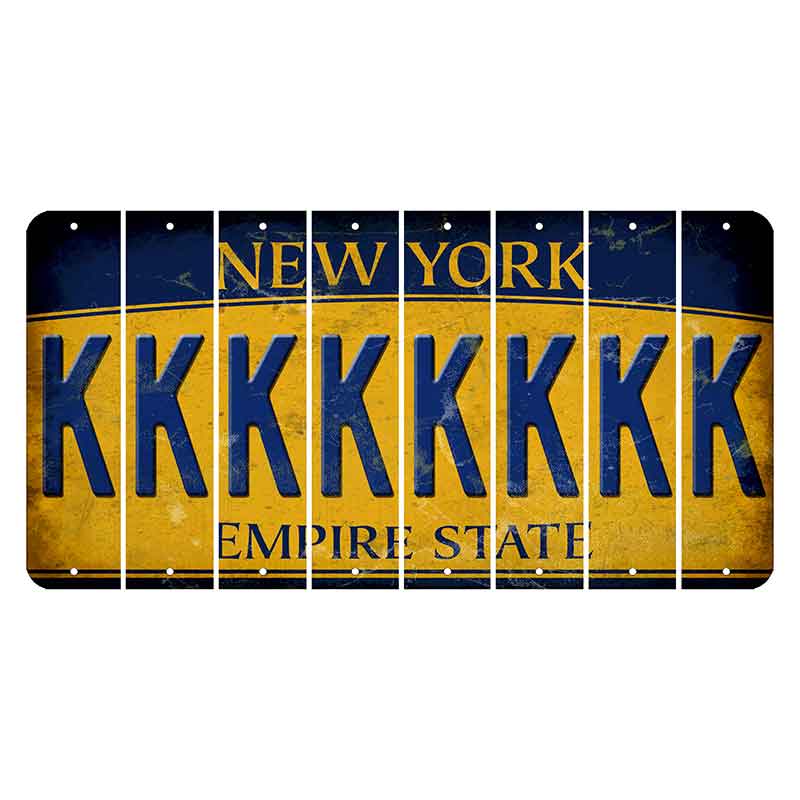 New York Yellow Empire State Cut License Plate Strips (Set of 8) K